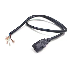 15 AWG 3 Feet AC Power Cord Pigtail 3-Wire Stripped End TO C13 Heavy Duty 3 Prong Open End 1.5mm2 Copper OD9.0