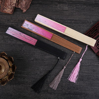 Kipas Lipat Bambu Ramah Lingkungan Gaya Jepang DIY 6-Inci Motif Sakura Kupu-kupu Gaya Musim Panas Kuno untuk Wanita