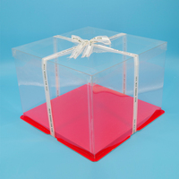 Boîte à gâteau personnalisée en usine, grande taille, bordure en plastique transparent, base en papier rigide, pour gâteau de mariage