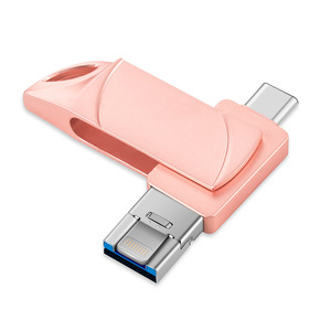 Unidad Flash USB Original OTG 3 <span class=keywords><strong>en</strong></span> 1, Pendrive Metálico Giratorio de 128 GB para iPhone Tipo C o PC Móvil, <span class=keywords><strong>Compartir</strong></span> o Transferir Archivos al Instante - Product Image 1