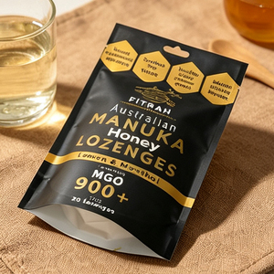 Custom Printed Black Stand Up Pouch Food Grade Zipper Bag 100g For Snack Honey Lozenges Packaging with Hole - Product Image 3