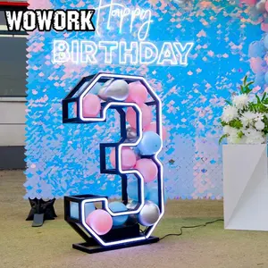 2023 WOWORK 4英尺5英尺RGB大亮霓虹灯选框字母展示婚礼派对装饰舞台背景架
