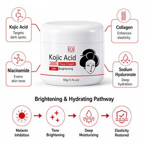 Produits de soin de la peau, crème pour le <span class=keywords><strong>visage</strong></span> à l'acide kojique 50g, niacinamide, collagène, éclaircissant, blanchissant, élimination des taches brunes, soin de la peau personnalisé OEM - Product Image 5
