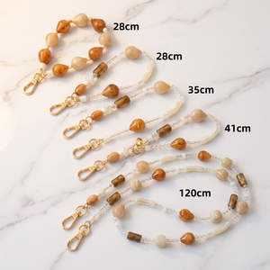 Dragonne de téléphone universelle en acrylique avec perles goutte d'eau, bracelet de poignet tendance et longue chaîne de sac bandoulière pour femmes et jeunes filles - Product Image 5