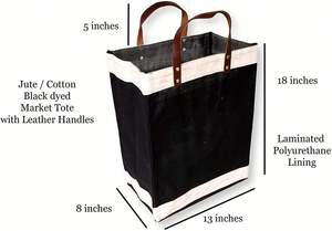 Bolsa de Compras Ecológica Grande de Yute y Algodón con Asas de Cuero, Resistente para Viajes - Product Image 2