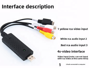 Carte de capture vidéo USB 2.0 pour Mac <span class=keywords><strong>ou</strong></span> PC RCA <span class=keywords><strong>Composite</strong></span>/<span class=keywords><strong>S</strong></span>-<span class=keywords><strong>Video</strong></span> avec gaine en PVC et blindage de tresse - Product Image 6