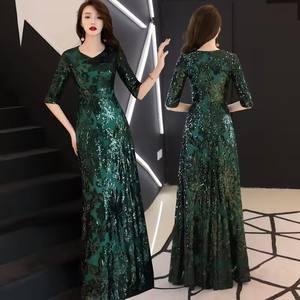 فستان سهرة ذهبي جديد 2024 عصري برقبة على شكل V للحفلات، فستان أحمر أنيق للأمهات العرائس لحفلات الزفاف والصيف - Product Image 4