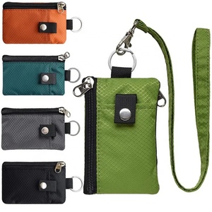 Boshiho Transparent Hanging <b>Rope</b> Key <b>Chain</b> Waterproof Polyester Business Card Gift Holder Solid Color Wristlet Wallet Coin Purse - Product Image 1