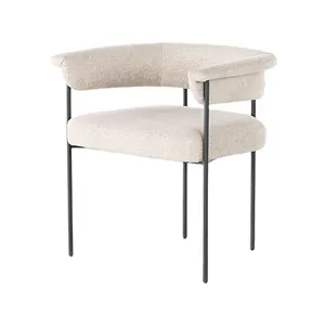 新设计亚麻布克莱餐椅现代低圆背金属框架椅家庭酒店婚礼租赁