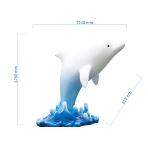 Jingyue tùy chỉnh sợi thủy tinh sơn trắng cá heo xanh điêu khắc sóng trang trí sang trọng sân vườn bên hồ bơi sảnh khách sạn cao cấp - Product Image 6