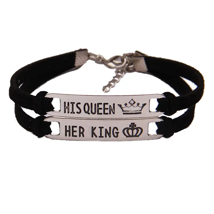 2Pcs Matching Set His Queen Her King Couple Bracelet Jewelry Creative Valentine's Day Gift