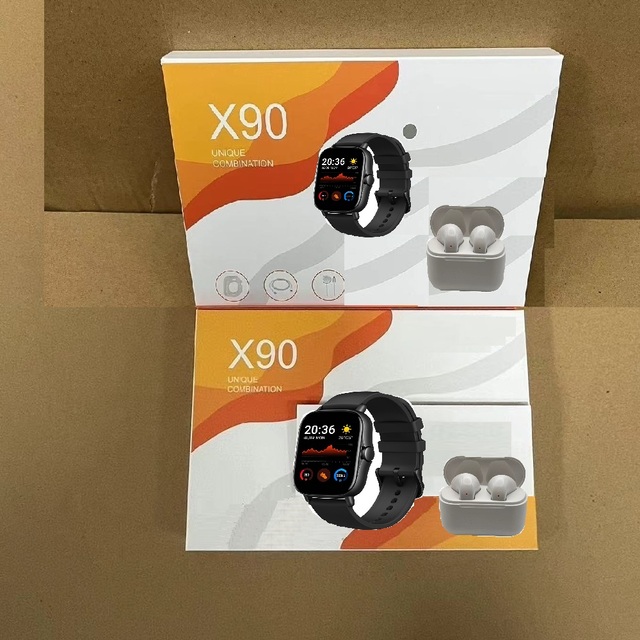 Hotsale X90 Suit Smart Watch BT Calls Wireless Charger Men Women Sport Fitness 2 Straps Earbuds Smartwatch