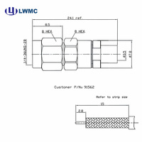 Connecteur RF plaqué or LWMC SMA mâle à pince pour câble semi-rigide 110, 1.30 Max, sans soudure pour contact et conducteur extérieur