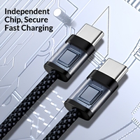 Kabel Pengisian Daya USB C ke C 60W PD Nylon Braided, Sinkronisasi Data Kecepatan Tinggi, Kabel Tahan Lama untuk Laptop, Ponsel Android, Perangkat Tipe-C