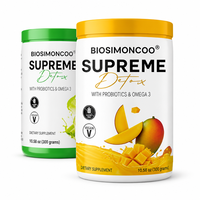 Supreme Detox Powder Probiotik Omega 3 300g Rasa Mangga Pendukung Pencernaan Detoksifikasi Bebas Gluten Vegan Suplemen Diet 12 Bulan