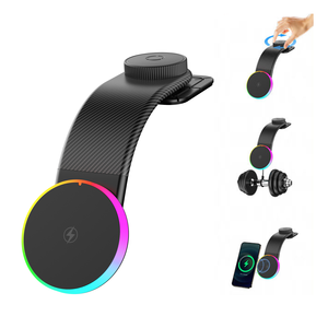 Llegadas Tablero de succión magnética fuerte <span class=keywords><strong>Cargador</strong></span> inalámbrico ajustable para automóvil con luz RGB rítmica - Product Image 1