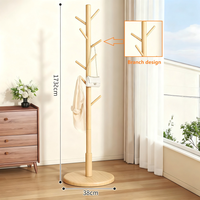 Tringle à vêtements verticale élégante en bois massif support intérieur multifonctionnel avec lacre pour chambre et salon