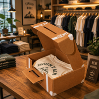 Boîte d'expédition personnalisée avec poignée en carton ondulé, découpée sur mesure, pelliculage mat, gaufrage, emballage écologique pour vêtements et cravates