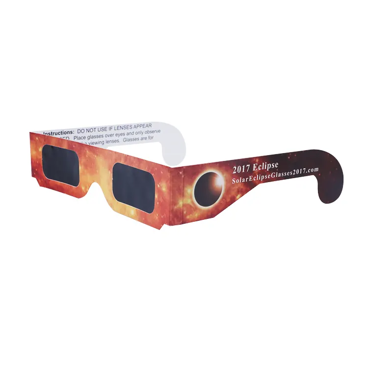 Occhiali eclipse solari certificati ISO design personalizzato eclipse che visualizza occhiali di carta 3d per l'uscita dei raggi del sole