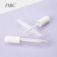 Tube de crayon à lèvres transparent en forme de capsule de 7 ml avec pinceau fin, tube de gloss à lèvres givré, tube d'eye-liner liquide, vente en gros