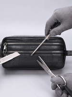 Pochette Homme en Cuir Véritable Motif Crocodile avec Fermeture Éclair, Dragonne Légère, Résistante à l'Eau et Antivol pour le Quotidien et le Bureau