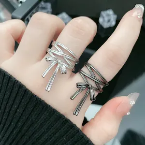 Ballet Style Bow Opening Ladies Ring Niche Design Adjustable Index Finger Ring Fashion Jewelry Women's Girls Rings