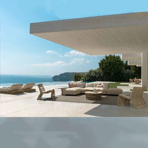 Sofá de jardín para patio al aire libre para todo tipo de clima, juego de sofás de aleación de aluminio de madera maciza, juegos de sofás de cuerda para terraza impermeables - Product Image 3