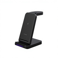 Support de charge vertical magnétique 3-en-1 15W pour iPhone, écouteurs et montre connectée avec fonction de rangement et de pliage