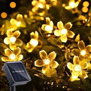 Holiday Decoration Outdoor Waterproof Flower Solar Christmas Lights String 50 Led Solar Flower Fairy Light For Garden Tree