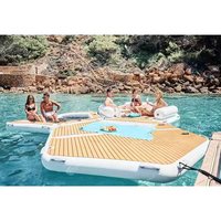 Vente directe usine : Île flottante modulaire gonflable hexagonale DWF robuste avec pont en teck pour fêtes