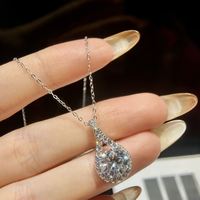 Vrai collier en argent 925 avec moissanite de couleur D, 3 carats, plein de gouttes d'eau, chaîne de collier en moissanite pour femmes, bijoux de fiançailles