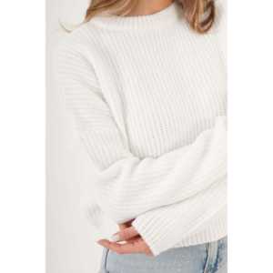 Suéter Básico Blanco con Cuello Redondo para Mujer - Suéter Básico Blanco con Cuello Redondo al por Mayor - Product Image 3