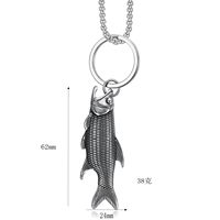 Décapsuleur porte-clés en acier inoxydable en forme de poisson du zodiaque (acier rétro) motif carpe, cadeau unisexe pour les amateurs de pêche