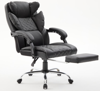 Chaise de bureau exécutive ergonomique pivotante traditionnelle simple, dossier en maille PU, base en acier, appui-tête réglable, garantie de 3 ans