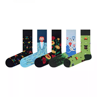 Yoray AB Kaus Kaki Musim Gugur Pria Wanita Gaya Perancis Sastra Artistik Retro Unik Desain Paisley Asimetris Rajutan Bernapas