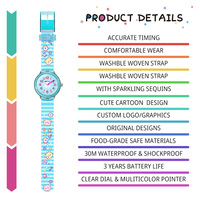 Hochwertige 31mm Quarz-Analoguhr für Kinder, 3BAR Wasserdicht, Blaues Design, Cartoon-Mode, Spaßiges Band mit Schnalle