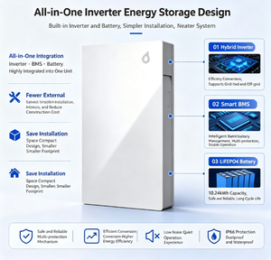 P100 ออลอินวัน 10.24kWh LiFePO4 อินเวอร์เตอร์ไฮบริดติดผนังสำหรับบ้าน ระบบกักเก็บพลังงานแสงอาทิตย์ IP66 สำรองไฟฟ้าสำหรับบ้านพักตากอากาศ - Product Image 2