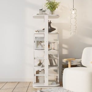 Estantería de pie de 4 niveles altos para pantalla, estantería giratoria ordenada con deflector, estantería giratoria para dormitorio y oficina - Product Image 2