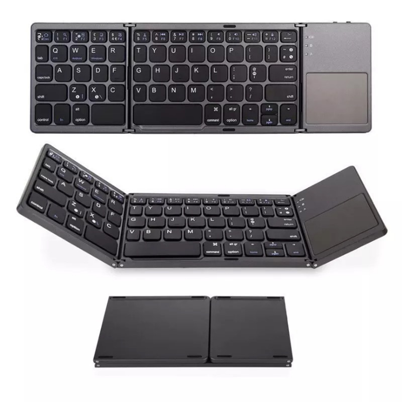 OEM B033 ट्रिपल तह मोबाइल Teclado Portatil के साथ अल्ट्रा स्लिम टचपैड पोर्टेबल Foldable मिनी बीटी वायरलेस कीबोर्ड टच पैड