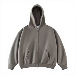 เสื้อฮู้ดซิปผู้ชายทรงโอเวอร์ไซส์ สีพื้น ผ้าฝ้ายเฟรนช์เทอร์รี่ สวมใส่สบาย ทรงปกติ เหมาะสำหรับฤดูใบไม้ร่วง - Product Image 5