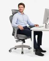 Chaise de bureau de direction ergonomique de luxe en maille colorée et réglable avec mousse moulée, mécanisme synchrone et accoudoirs 5D
