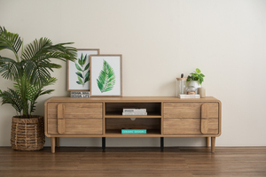 ตู้วางทีวีไม้โอ๊คมาเลเซียแท้ LOME ขนาด 1.65 ม. ผลิตในมาเลเซีย ตู้วางอุปกรณ์สื่อสารไม้เนื้อแข็งสไตล์สแกนดิเนเวียนสำหรับอพาร์ทเมนต์ขนาดเล็ก - Product Image 6