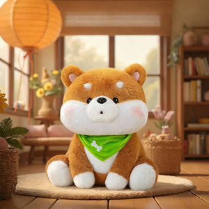 Peluche Kawaii de <span class=keywords><strong>Shiba</strong></span> Inu Regordete, Juguete de Peluche Suave y Esponjoso con Pañuelo Verde, Venta al por Mayor y al Detal, Regalos de Cumpleaños para Niños - Product Image 3