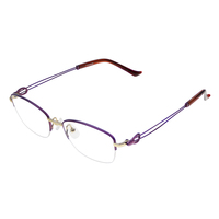 Monturas de Gafas de Titanio IP en Dos Tonos, Morado y Dorado, Modernas, Minimalistas, de Media Montura, Estilo de Diseñador, a la Moda