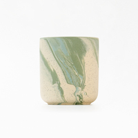 Pot à bougie en céramique fait main de 417 ml avec motif marbré vert rétro pour la décoration de la maison