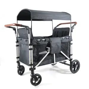 Baby Kid Wagon Folding Stroller With Canopy Children Bench 4 Seats Heavy Duty Wagon