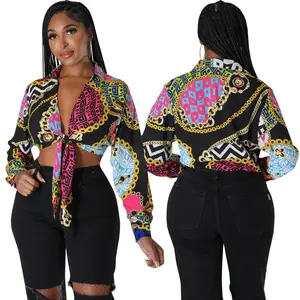 New sexy Women's Blouses & Shirts fashion digital printed shirt ropa de mujer moda 2024