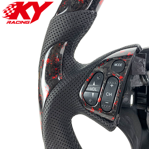 Volant sport en cuir et fibre de carbone forgée rouge personnalisé, adapté aux Acura TL ILX TLX MDX ZDX NSX - Product Image 2