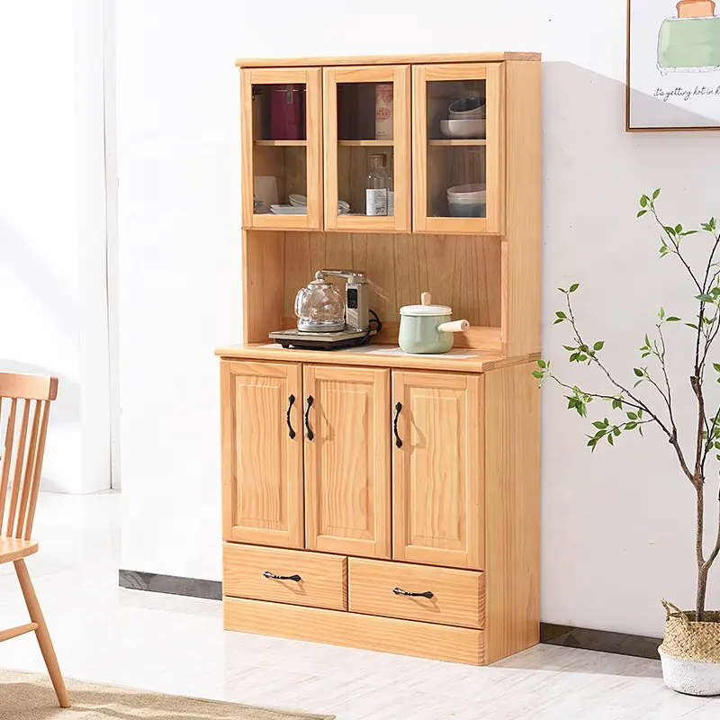 Combined KD Multi Function Kitchen Living Room Storage Cabinet Pantry Cupboard Solid Wood Kitchen Cabinet