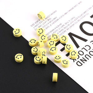 Cuentas de arcilla polimérica con cara sonriente, redondas de 6mm, accesorios para hacer joyas DIY, materiales para pulseras y collares - Product Image 1